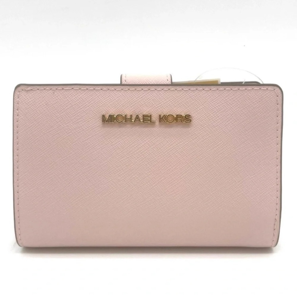 Michael Kors Medium Bifold Zip Chain Wallet Powder Blush